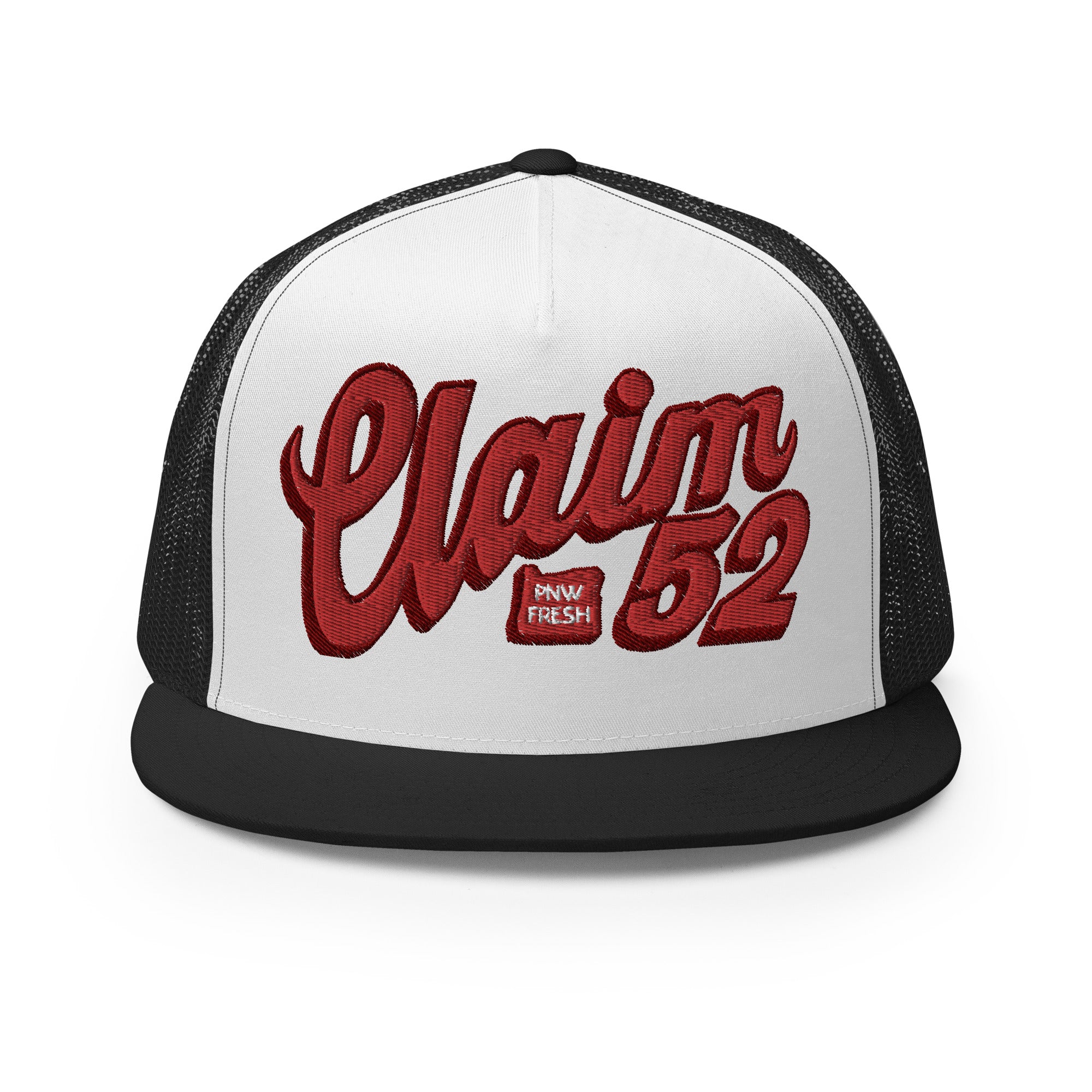 Buy black-white-black Flat-bill Trucker Cap | Embroidered | OG Red