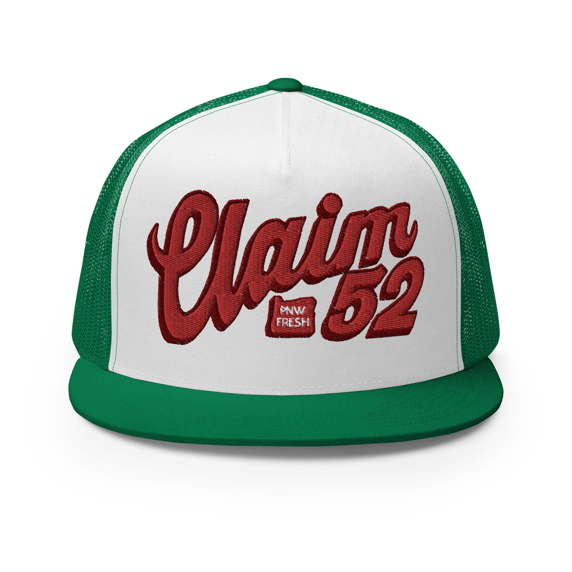 Buy kelly-white-kelly Flat-bill Trucker Cap | Embroidered | OG Red