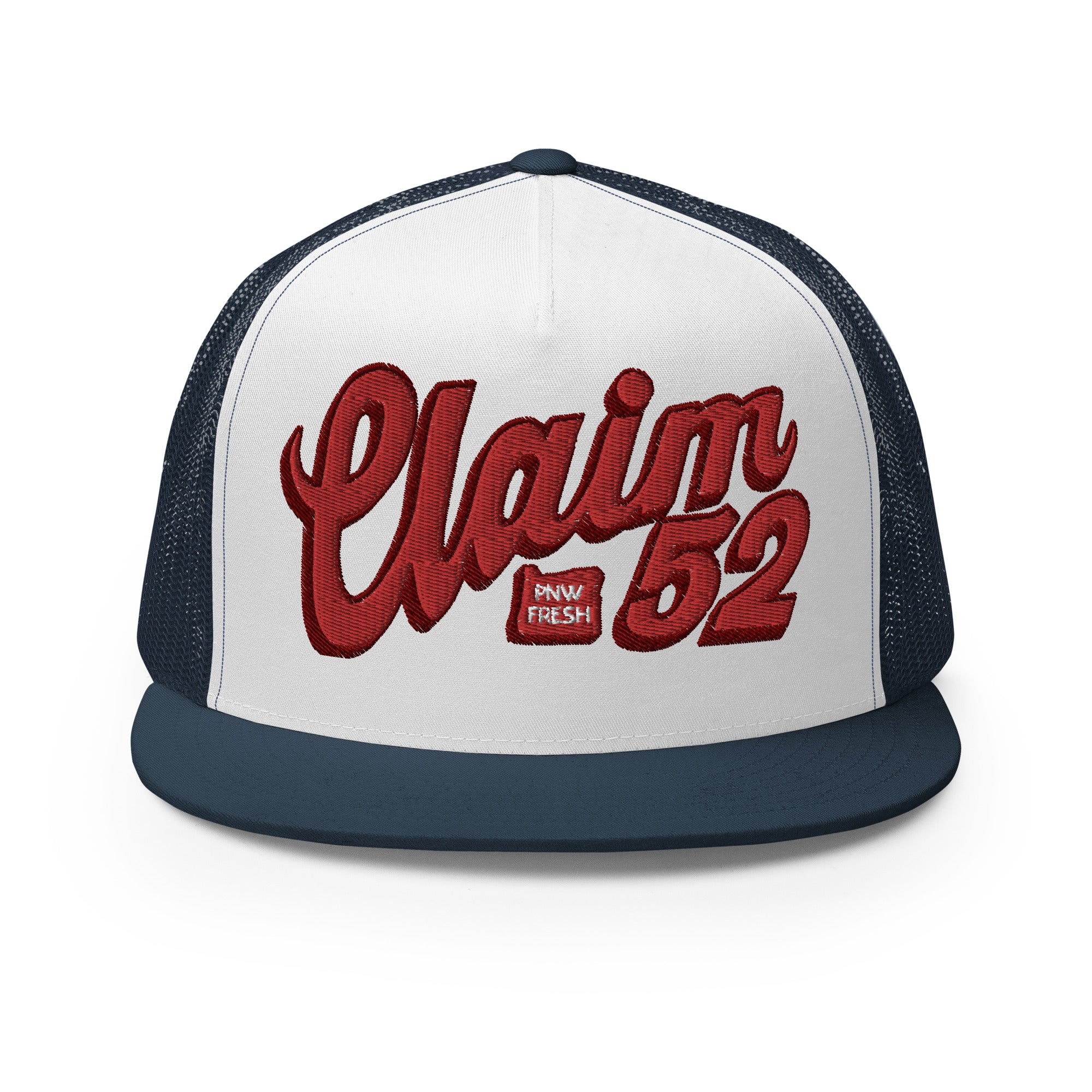 Buy navy-white-navy Flat-bill Trucker Cap | Embroidered | OG Red