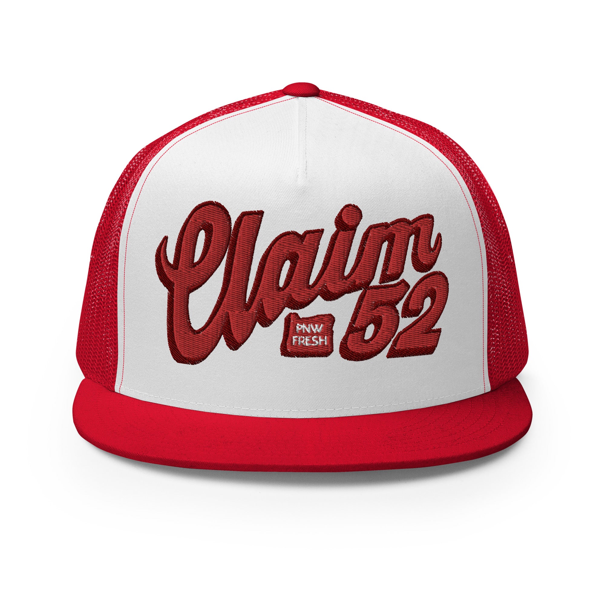Buy red-white-red Flat-bill Trucker Cap | Embroidered | OG Red