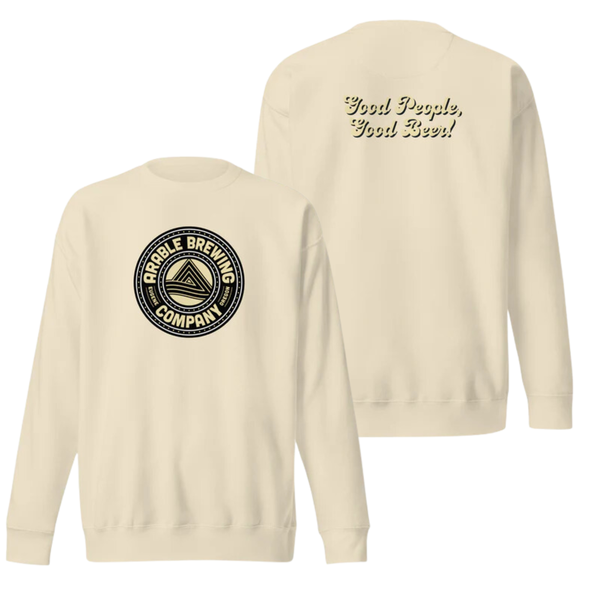 Cotton Crewneck Sweatshirt | Unisex | Round "Good People Good Beer"