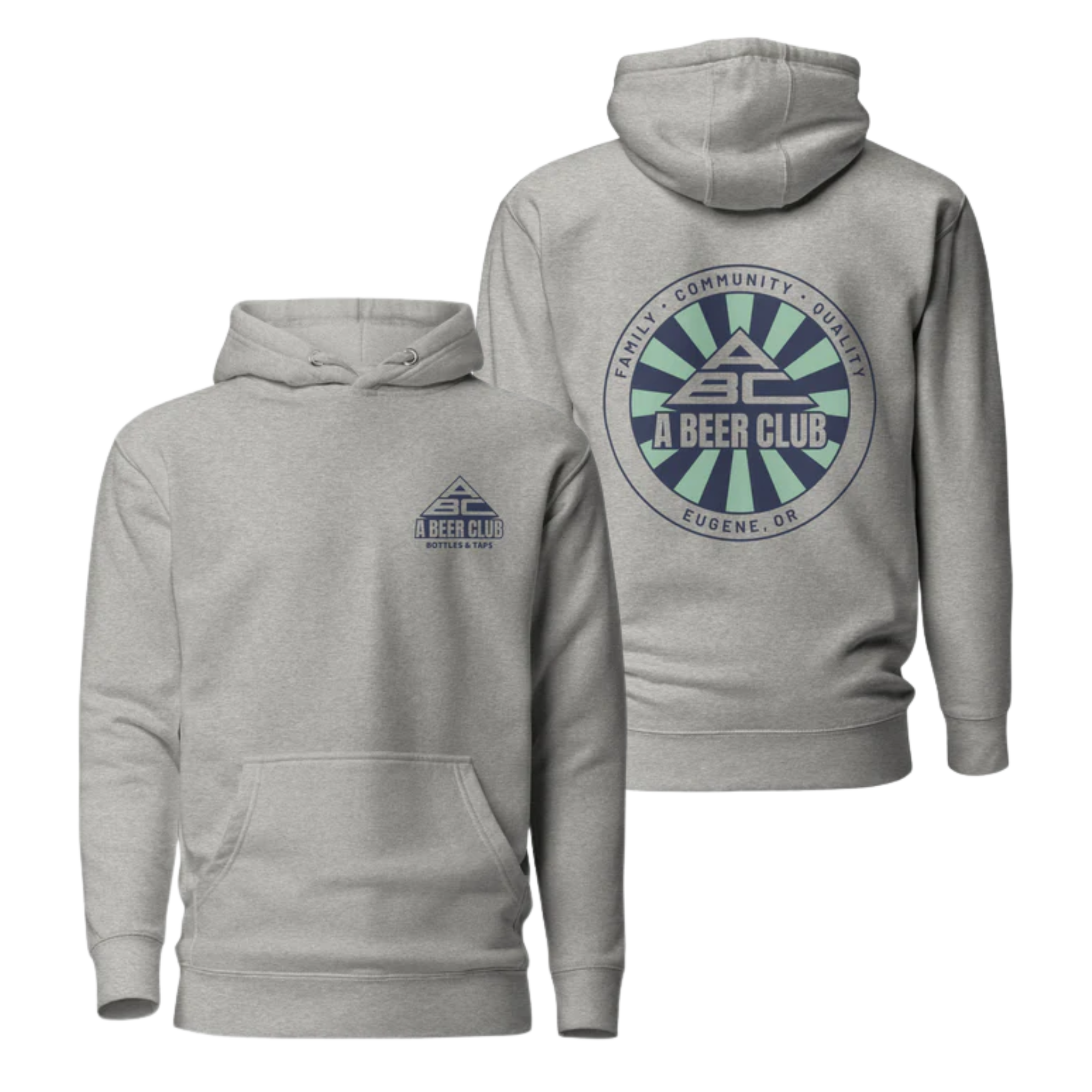 Premium Cotton Hoodie | Navy & Green Sunburst