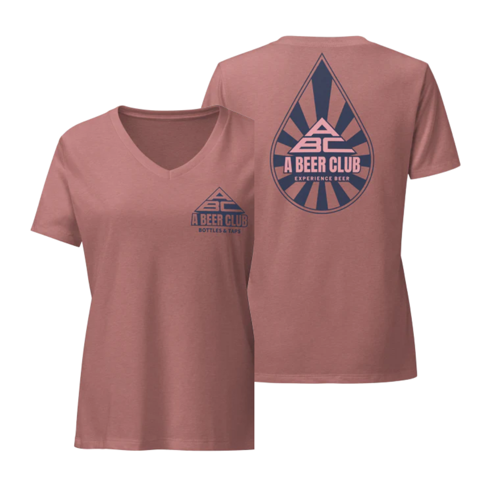 Women’s Relaxed V-Neck T-shirt | Navy & Drop Pink Back