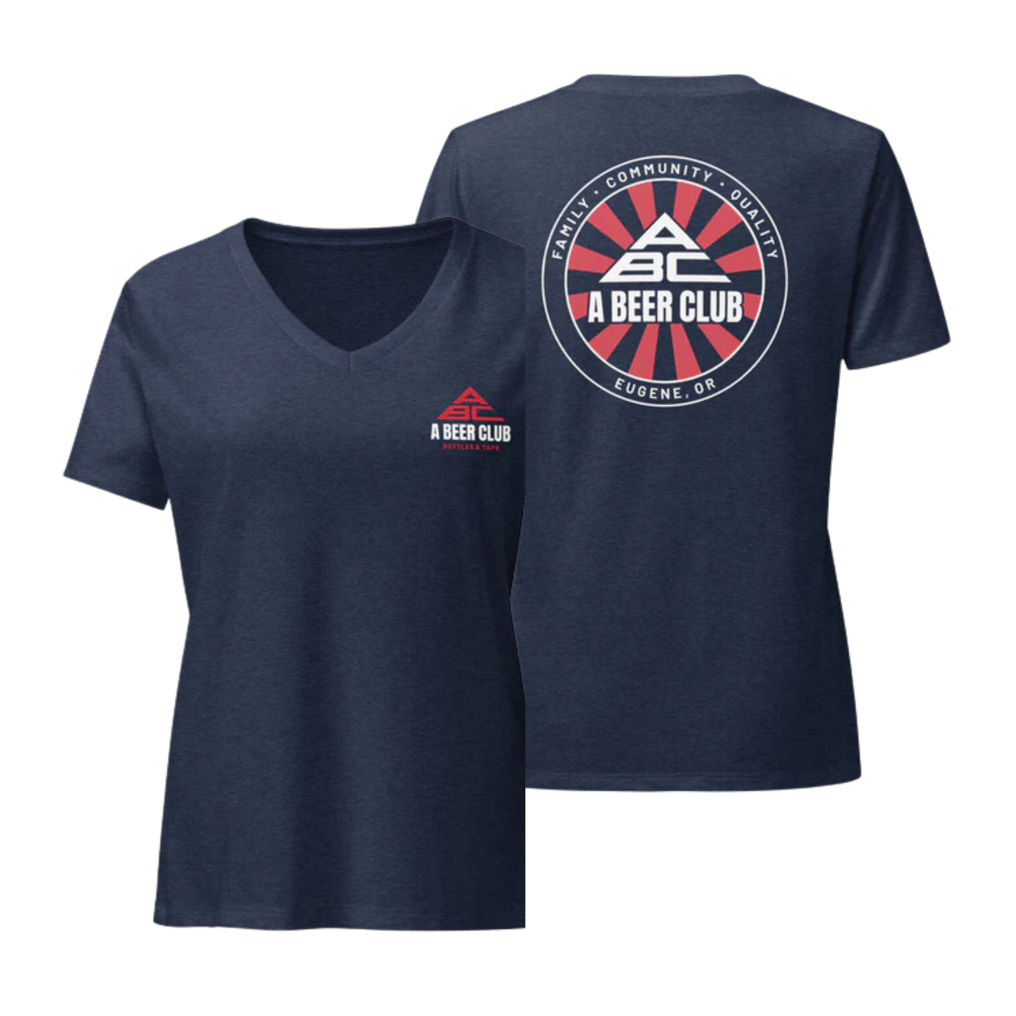 Women’s Relaxed V-Neck T-shirt | Red & White Sunburst