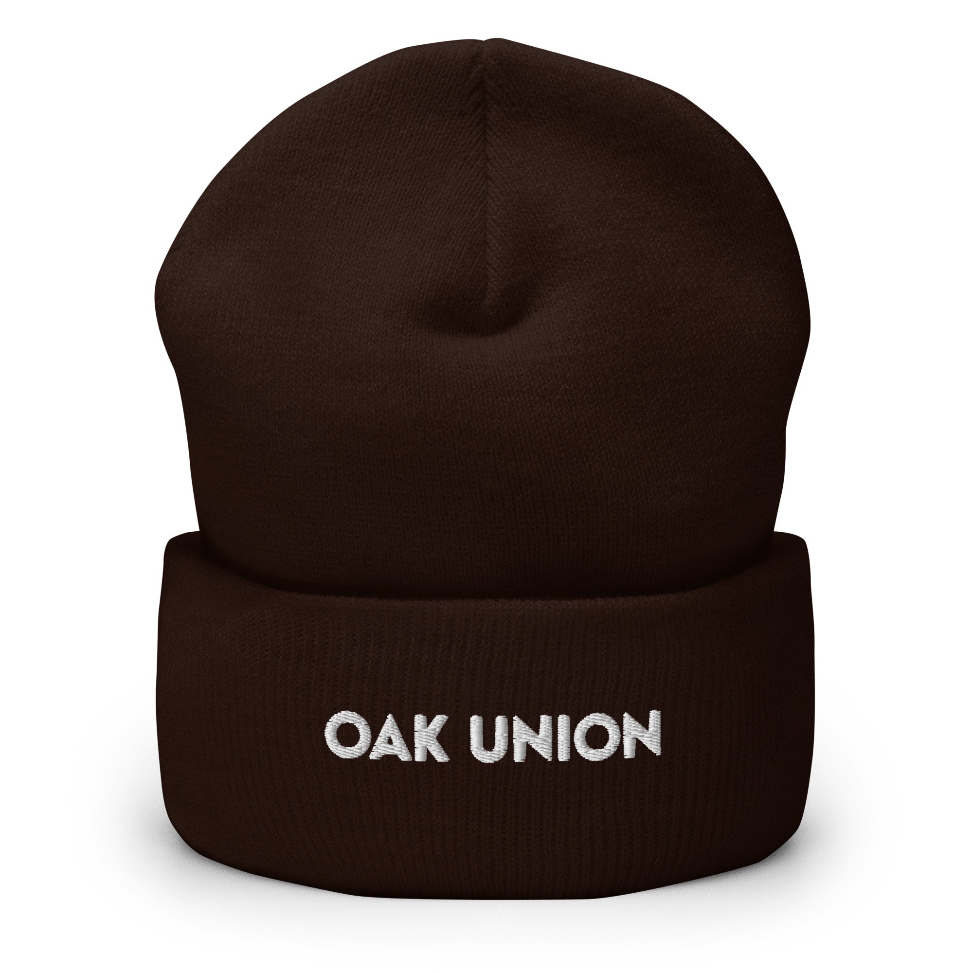 Buy brown Cuffed Beanie | Embroidered | White Lettering