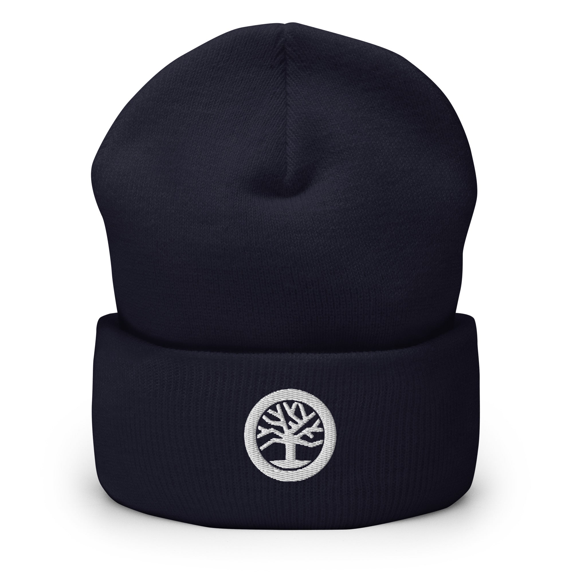 Buy navy Cuffed Beanie | Embroidered | White OAK
