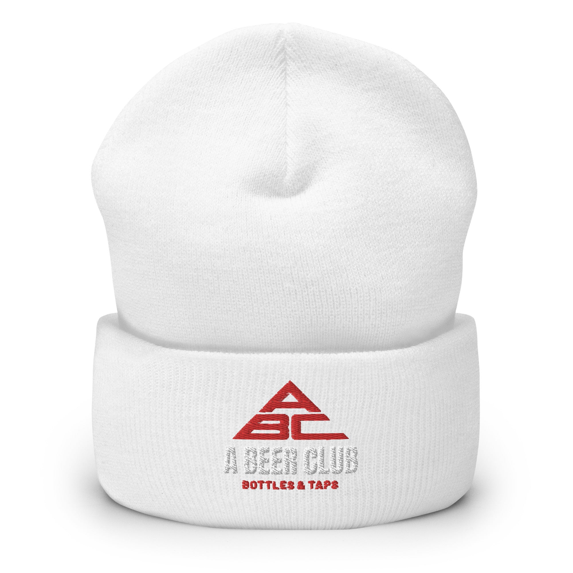 Buy white Cuffed Beanie | Embroidered | OG White &amp; Red