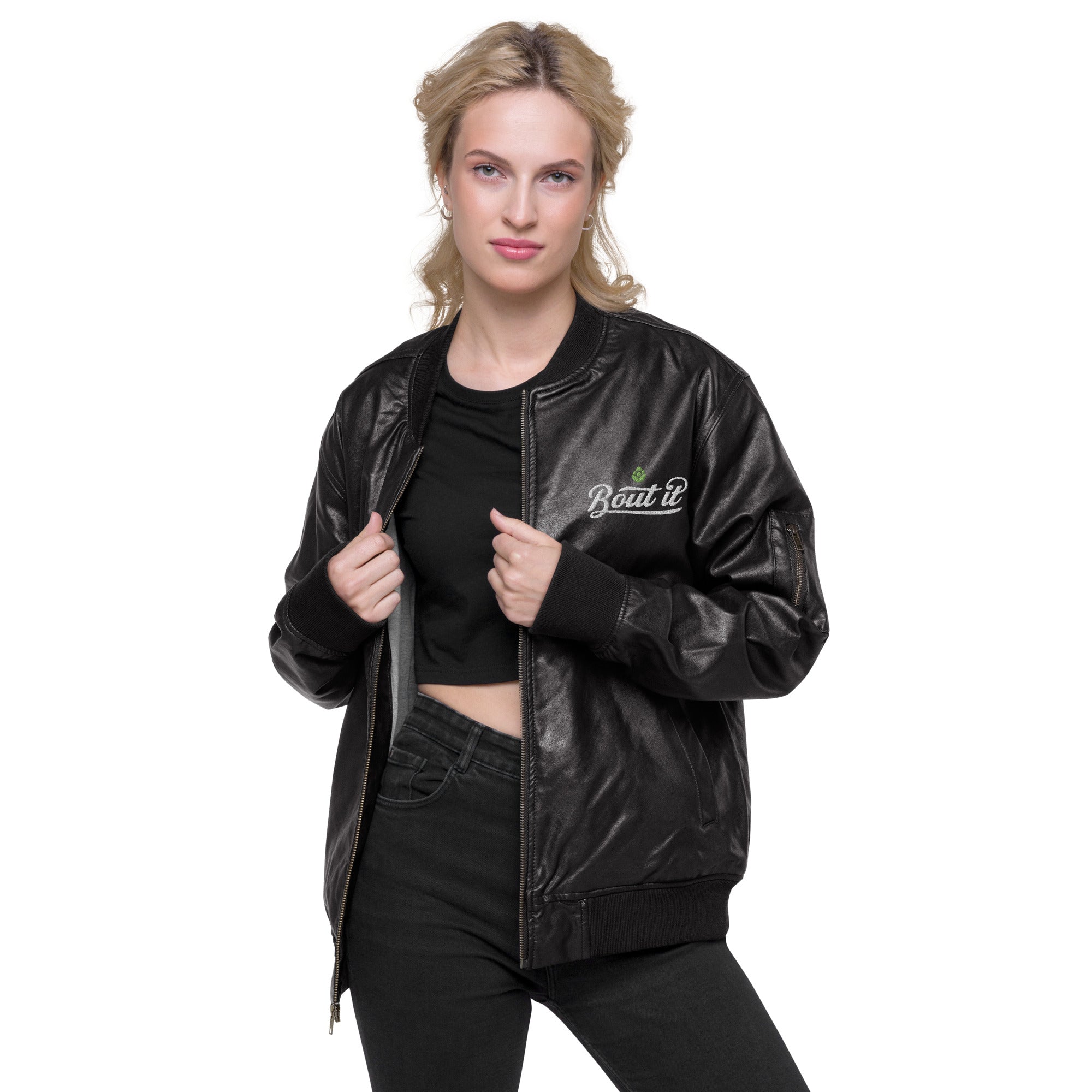 Leather-like Bomber Jacket | Unisex | Light logo