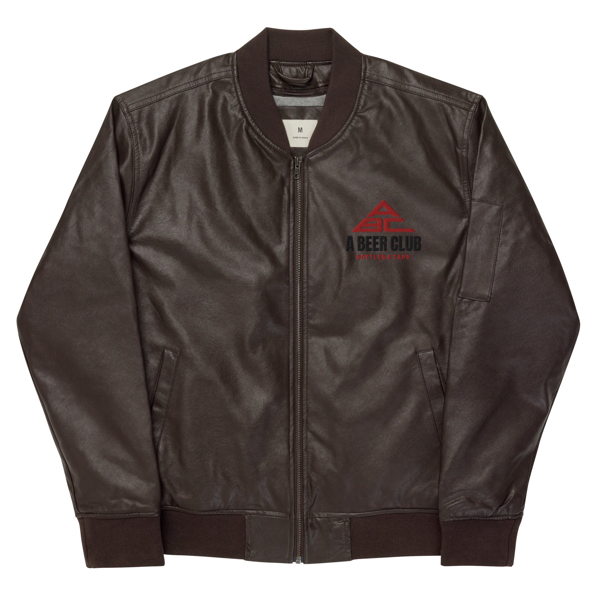 Leather-like Embroidered Bomber Jacket | Unisex
