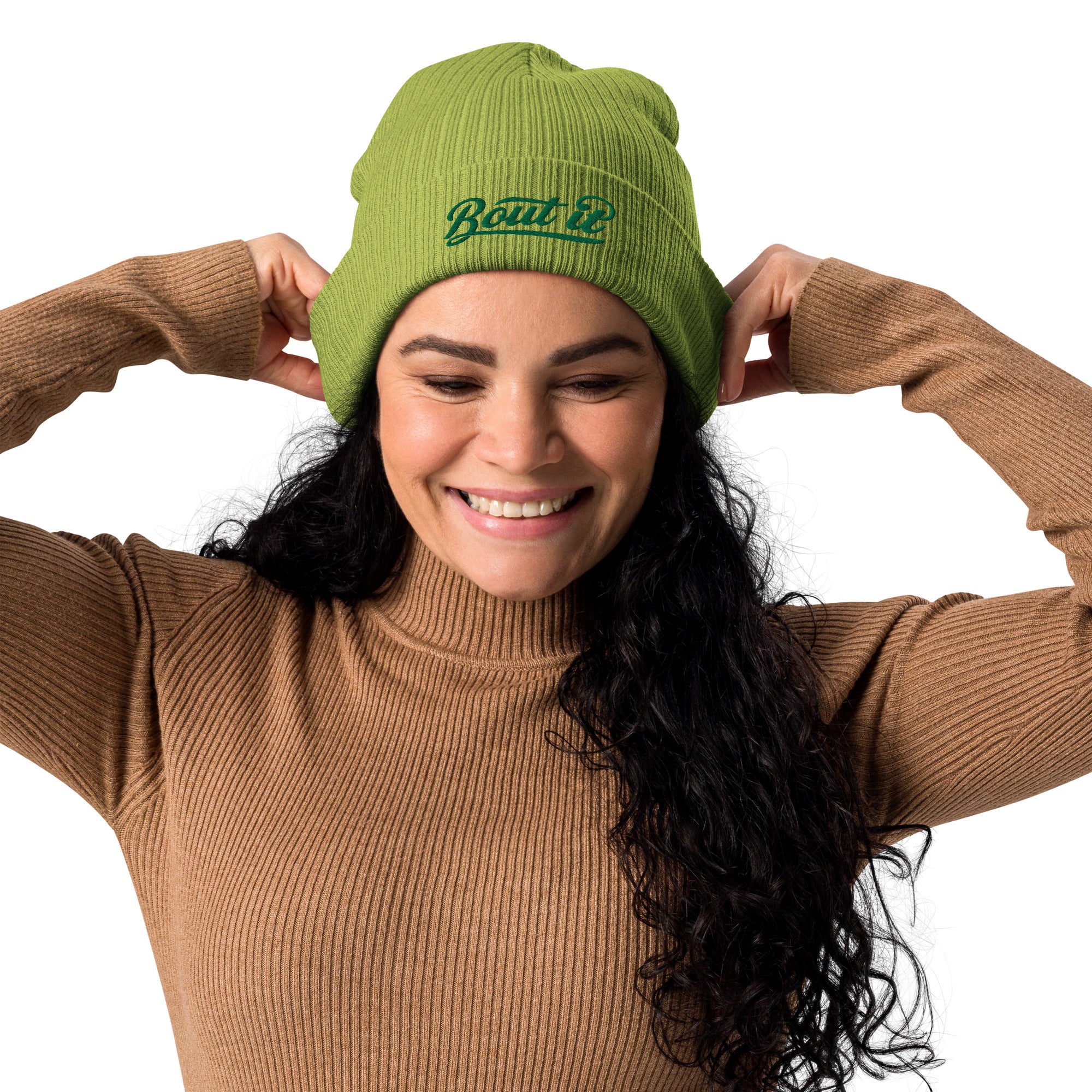 Organic Ribbed Beanie | Embroidered Logo Beanie | Bout It Merch