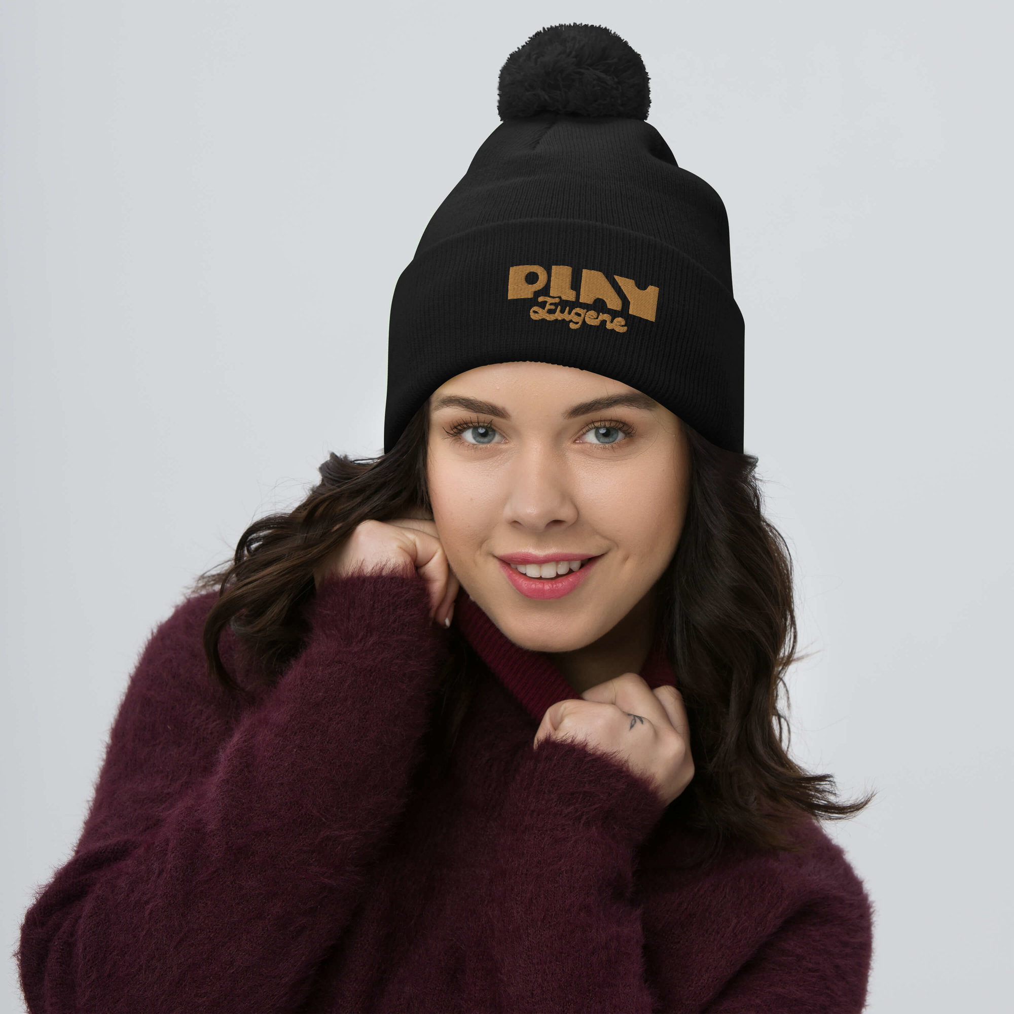 Black Pom Pom Hat | Pom Pom Beanie | Bout It Merch