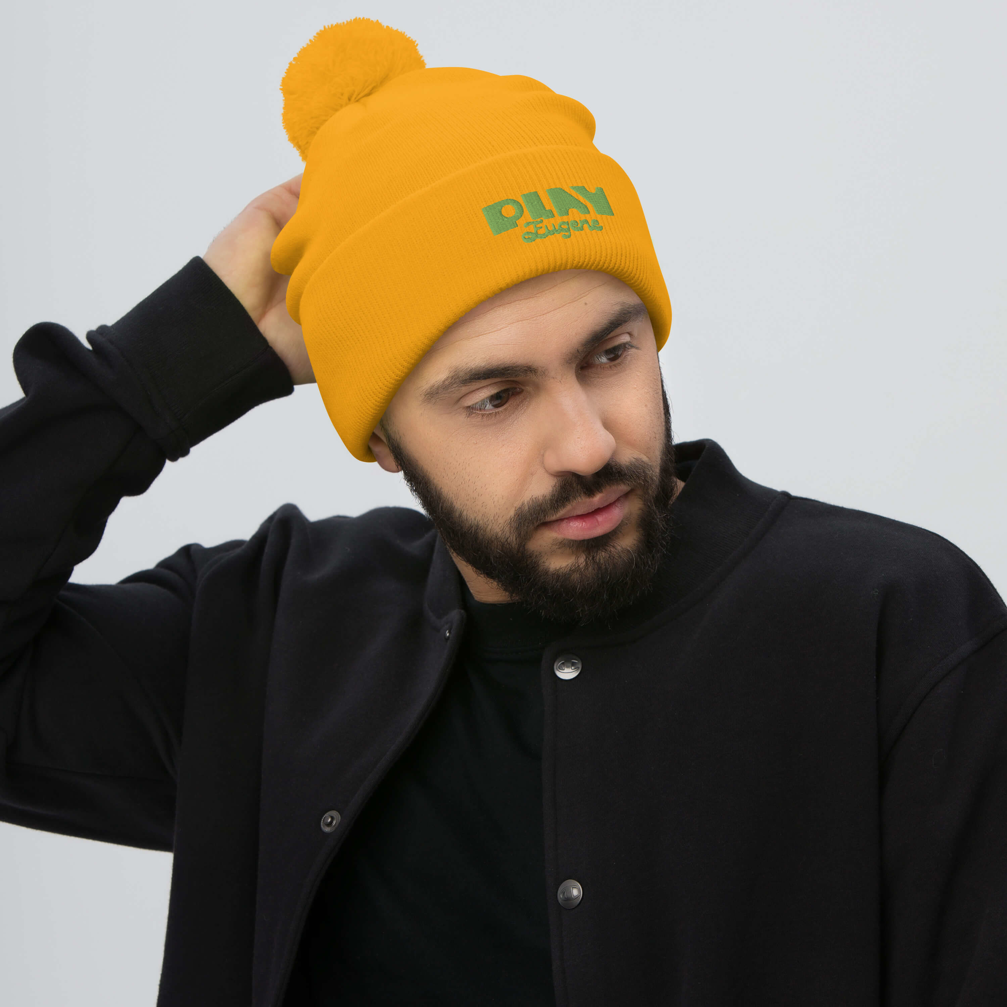 Pom Pom Beanie Gold | Gold Beanie Hat | Bout It Merch