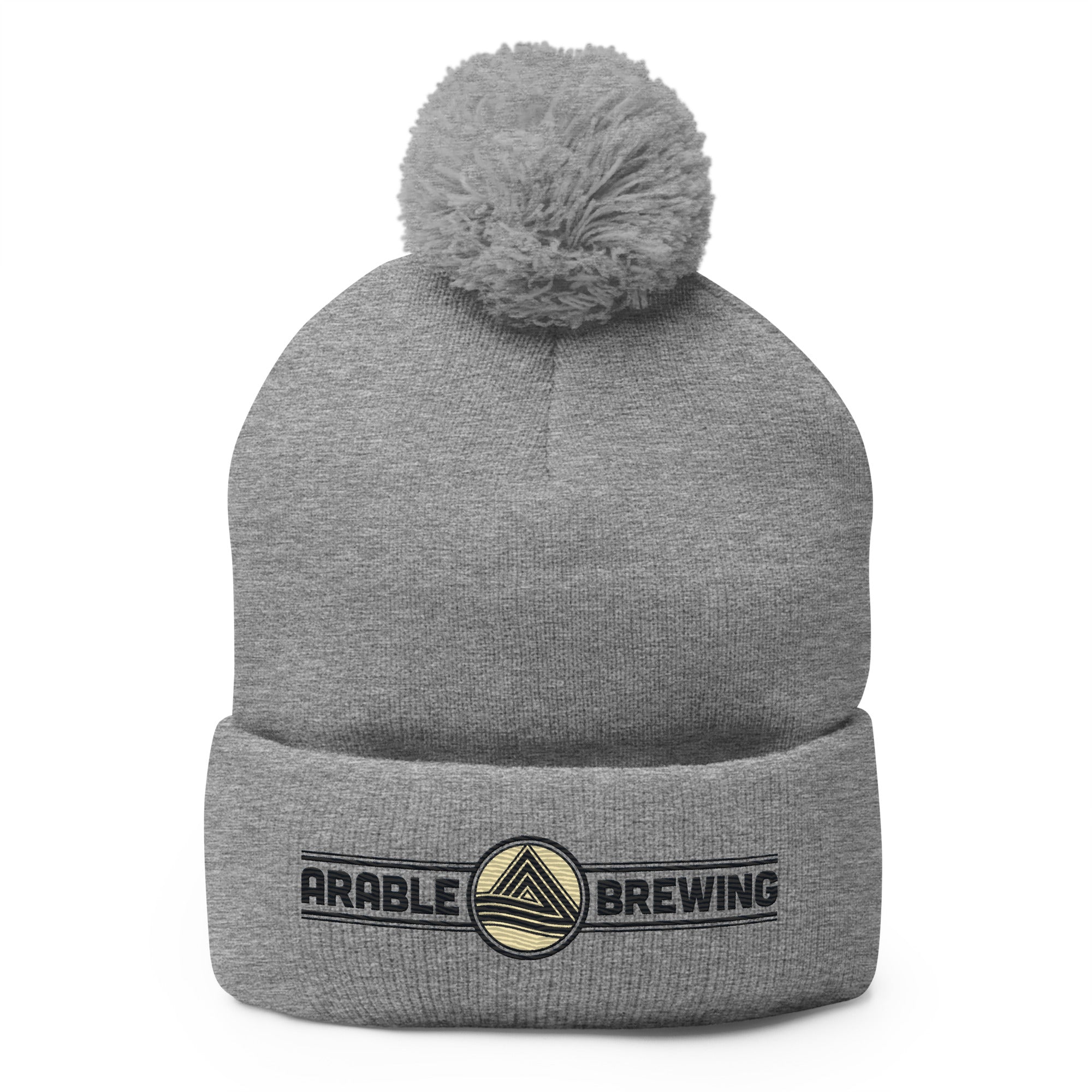 Buy heather-grey Pom-Pom Beanie | Embroidered | Horizontal logo