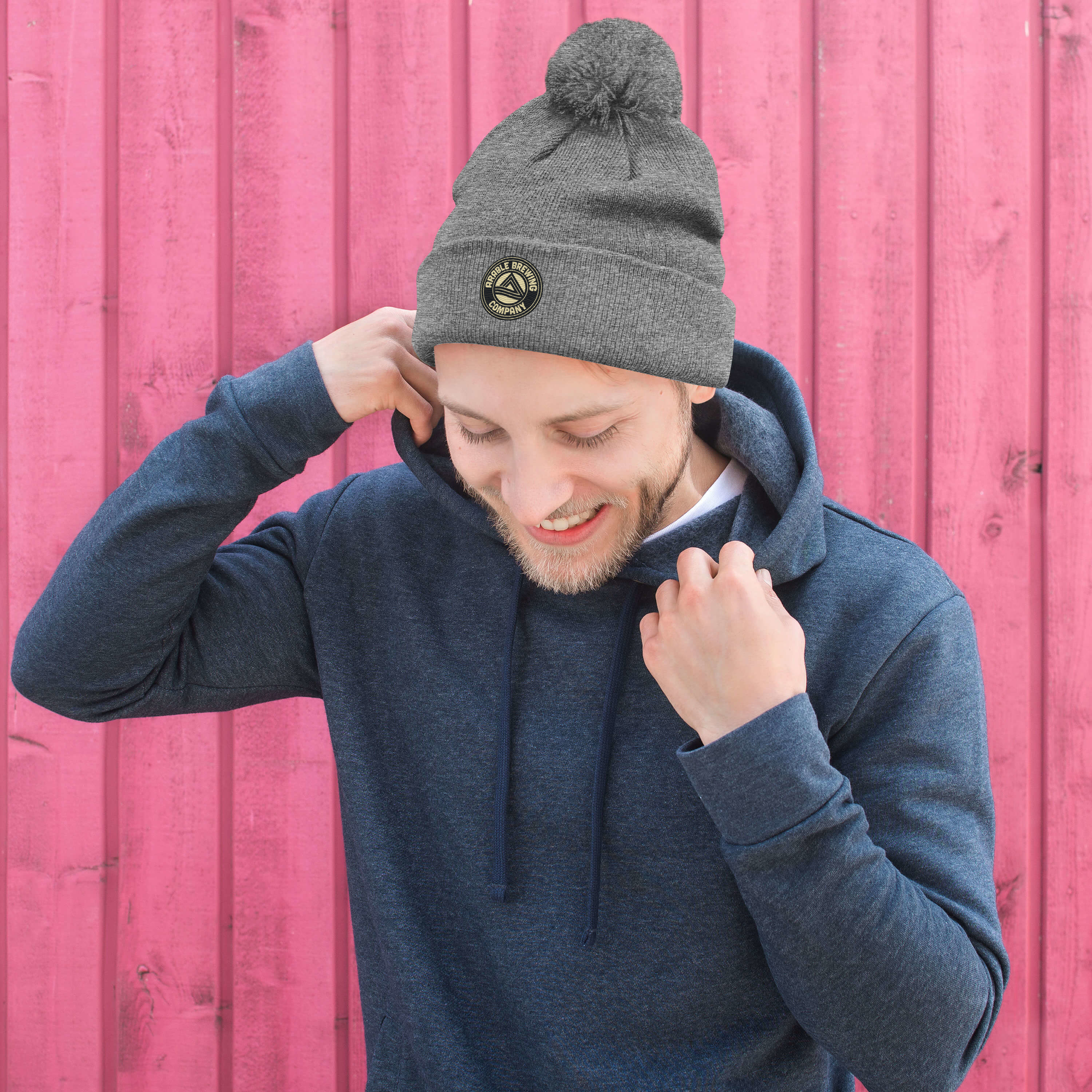 Pom-Pom Beanie | Embroidered | Round logo