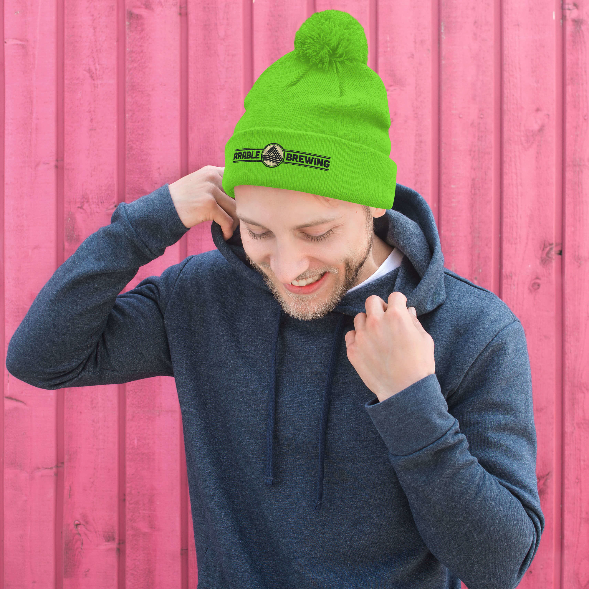 Pom-Pom Beanie | Embroidered | Horizontal logo