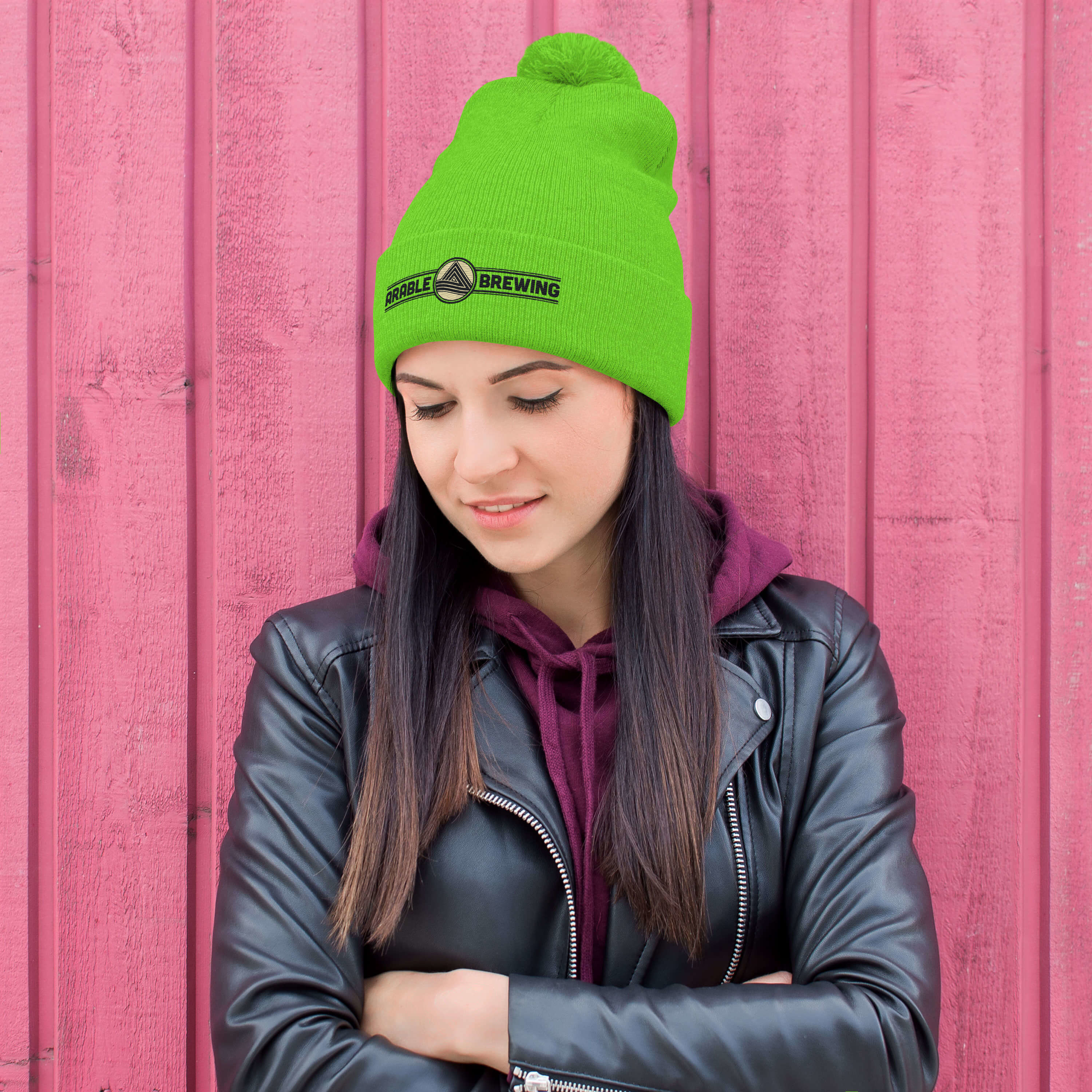 Pom-Pom Beanie | Embroidered | Horizontal logo