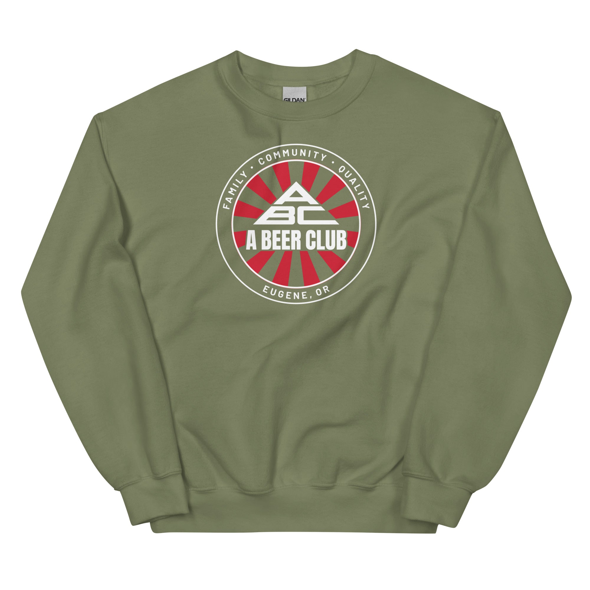 Buy military-green Premium Sweatshirt | Unisex | Red  &amp; White Sunburst