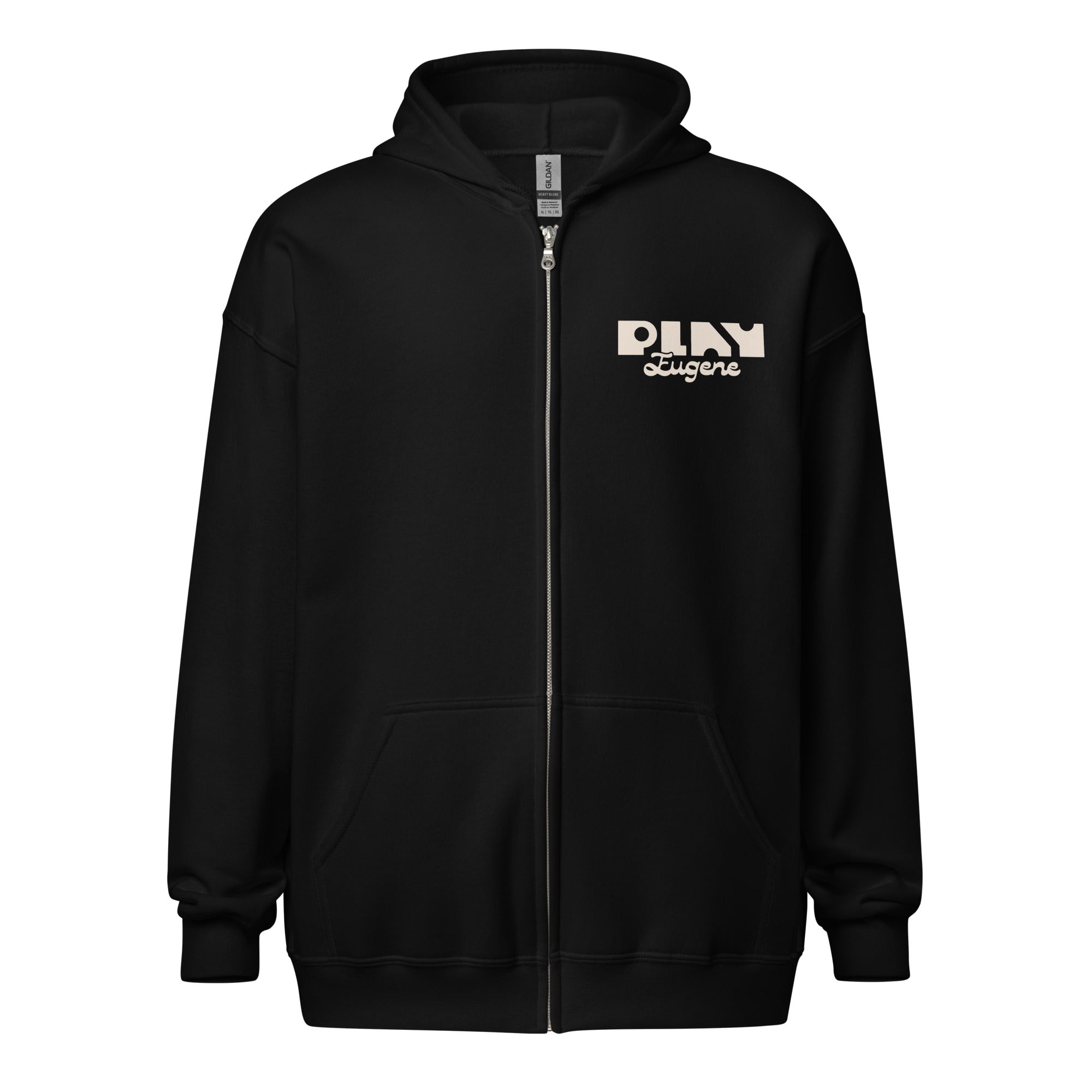 Black Zip up Hoodie | Play Eugene Hoodie | Bout It Merch