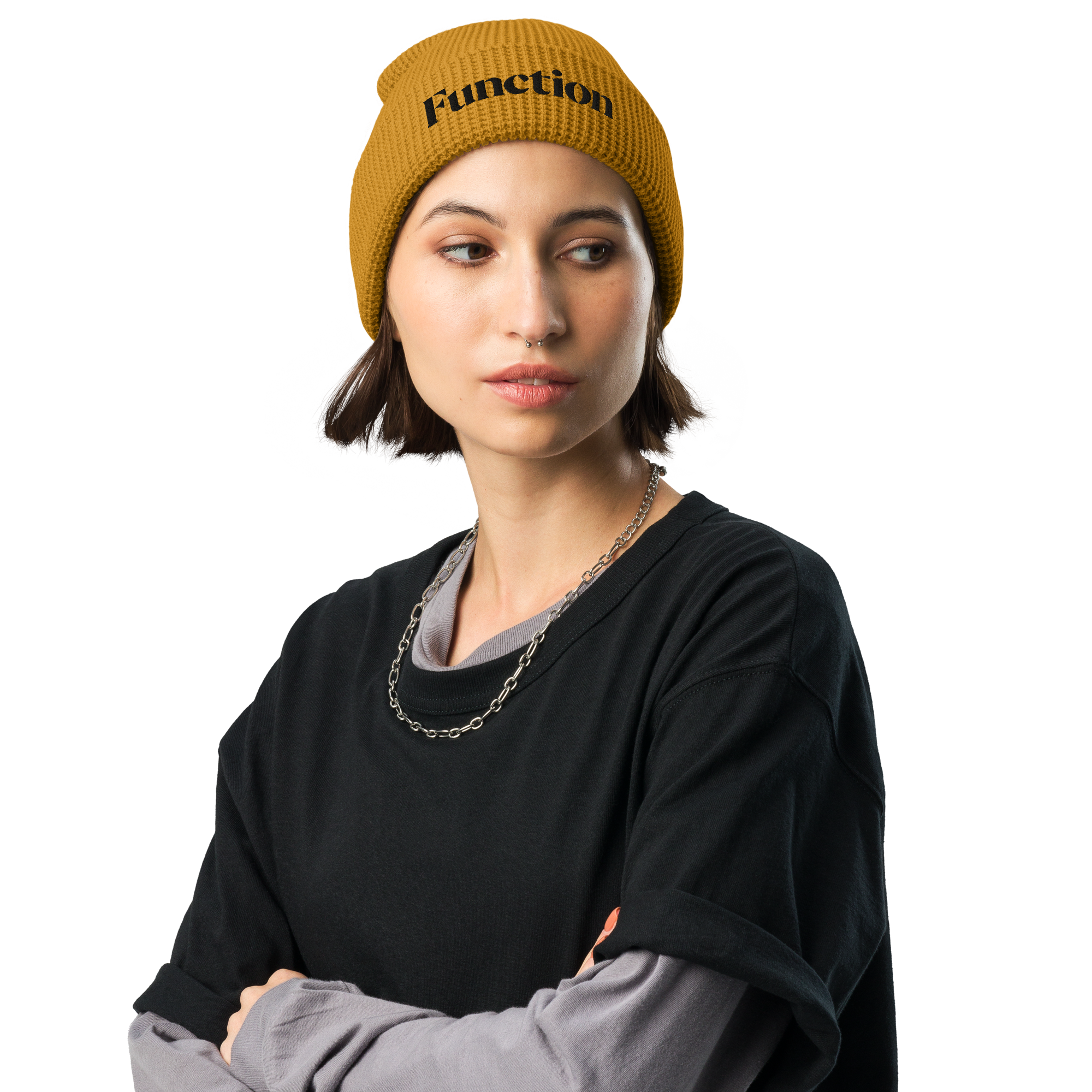 Waffle beanie | Black Lettering